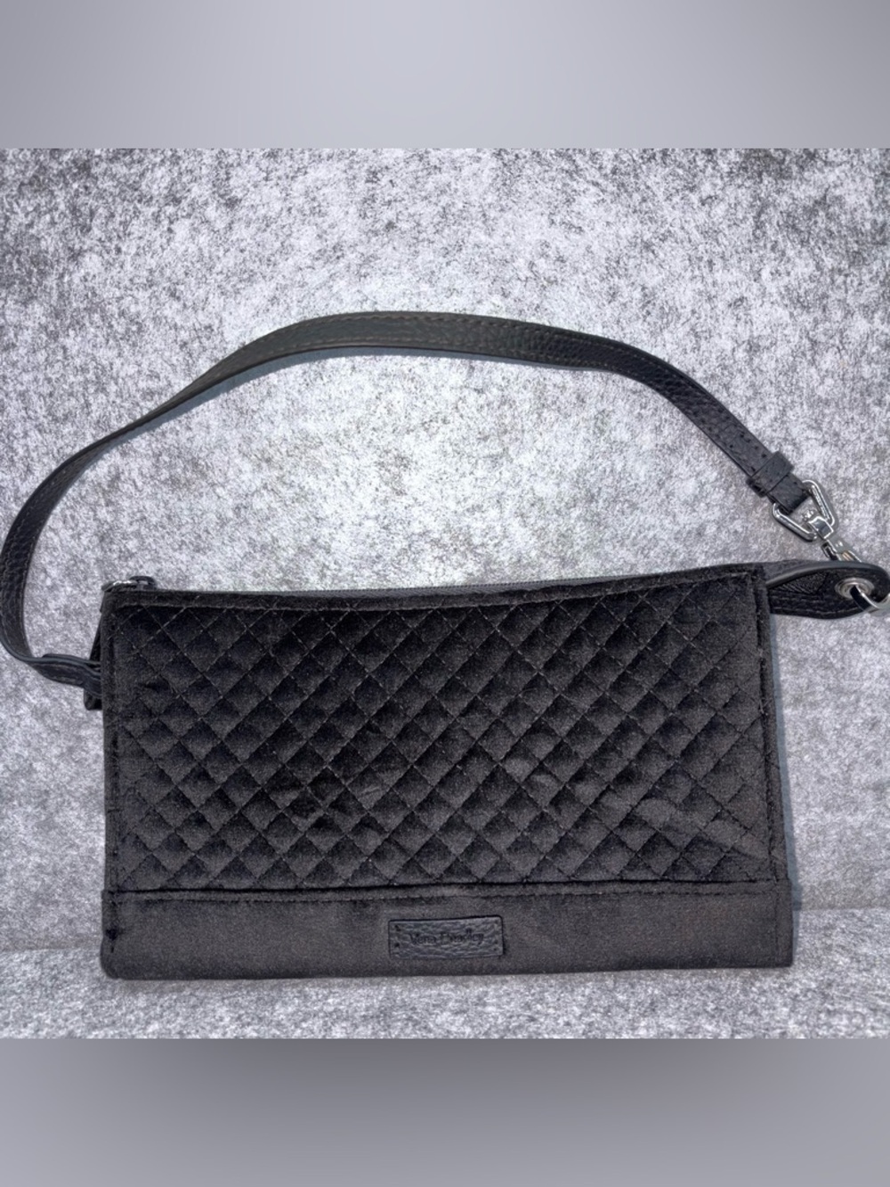 Vera Bradley Quilted Velvet Convertible Iconic RFID Slim Wristlet in Black